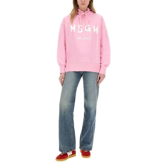 MSGM Milano Logo Hoodie Women PINK Sweaters & Knitwear